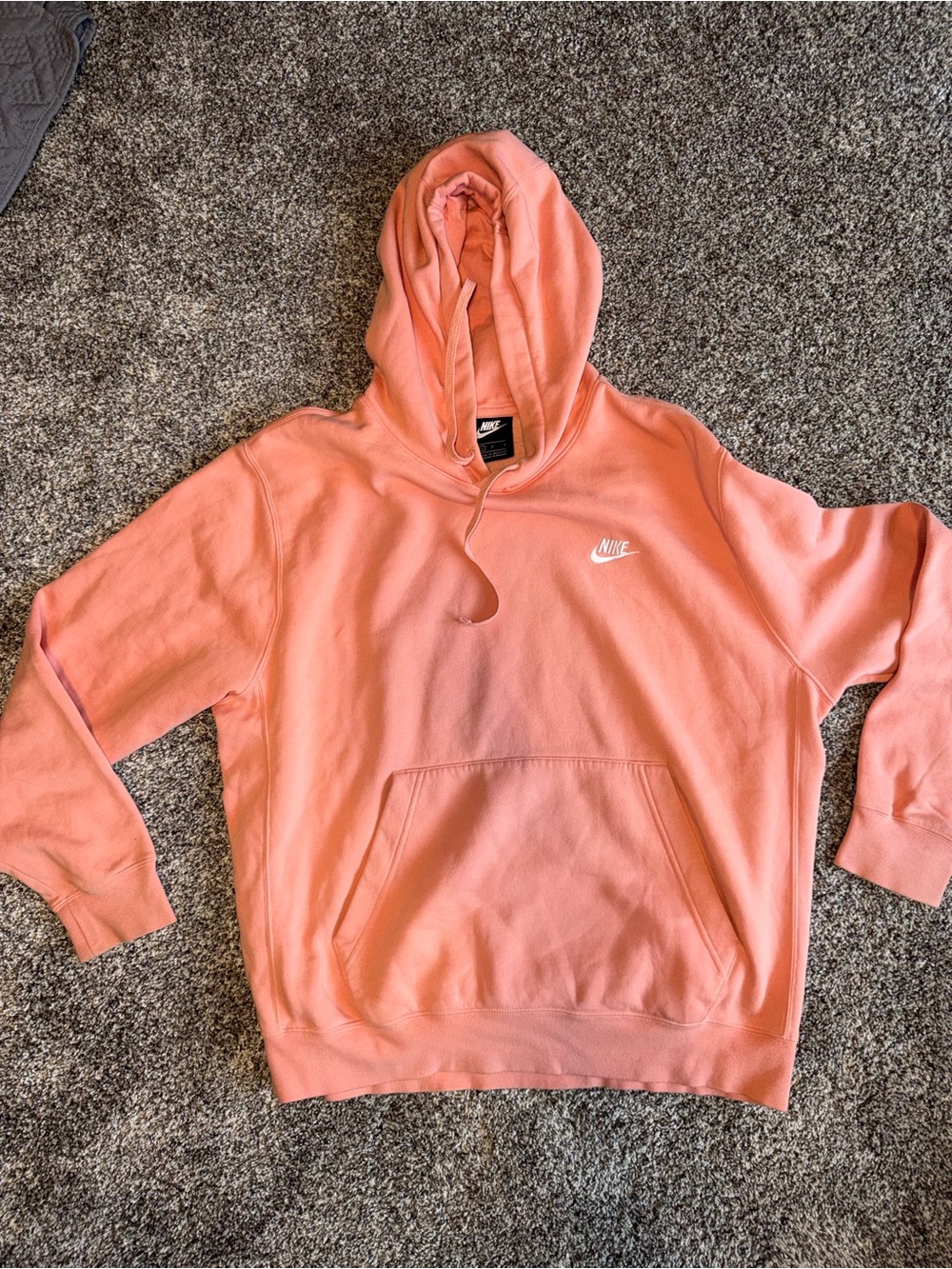 Nike Coral Pink Pullover Hoodie with White Logo